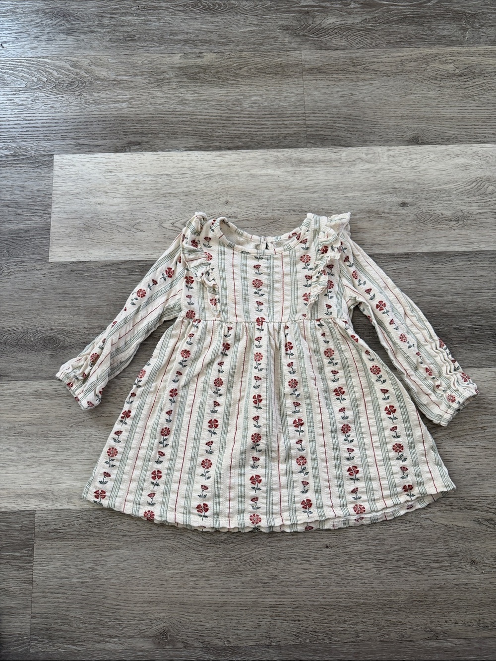 Little Co by Lauren Conrad Girls' Cream Floral Stripe Long-Sleeve Dress